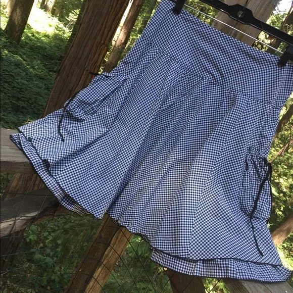 Fresh + Wear layered black and white peasant drop waist gingham midi skirt - Picture 1 of 7